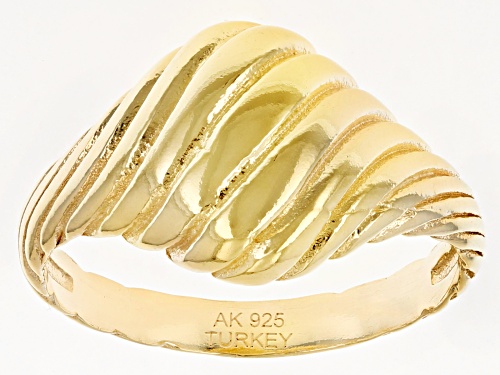 Pre-Owned 18k Yellow Gold Over Sterling Silver Croissant Style Ring - Size 10