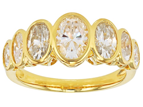 Pre-Owned MOISSANITE FIRE® 2.72CTW DEW OVAL 14K YELLOW GOLD OVER SILVER RING - Size 8