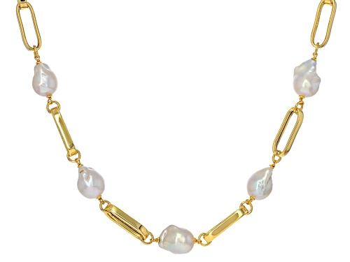 Pre-Owned Perla Milano™ 12mm White Cultured Freshwater Pearl 18k Yellow Gold Over Bronze 23 Inch Nec - Size 23