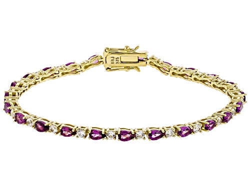 Pre-Owned 4.69ctw Raspberry Rhodolite With 1.96ctw White Zircon 18k Yellow Gold Over Sterling Silver - Size 8