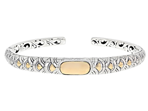 Pre-Owned Artisan Collection of Bali™ Sterling Silver & 18K Gold Scallop Patterned Cuff Bracelet - Size 6.75