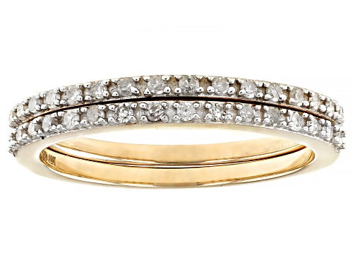 Pre-Owned 0.25ctw Round White Diamond 10k Yellow Gold Band Ring Set Of 2 - Size 7