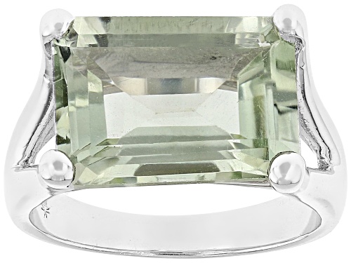 Pre-Owned 6.30ctw Prasiolite Rhodium Over Sterling Silver Ring - Size 7