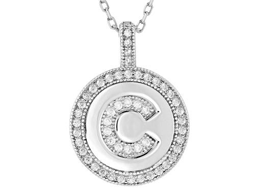 Pre-Owned Bella Luce® 0.49ctw White Diamond Simulant Rhodium Over Sterling Silver "C" Initial Pendan