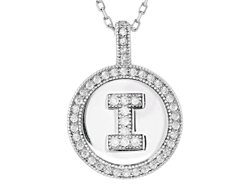 Pre-Owned Bella Luce® 0.48ctw White Diamond Simulant Rhodium Over Sterling Silver "I" Initial Pendan