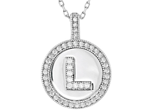 Pre-Owned Bella Luce® 0.47ctw White Diamond Simulant Rhodium Over Sterling Silver "L" Initial Pendan