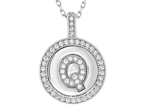 Pre-Owned Bella Luce® 0.53ctw White Diamond Simulant Rhodium Over Sterling Silver "Q" Initial Pendan