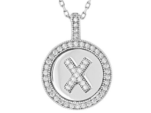 Pre-Owned Bella Luce® 0.48ctw White Diamond Simulant Rhodium Over Sterling Silver "X" Initial Pendan