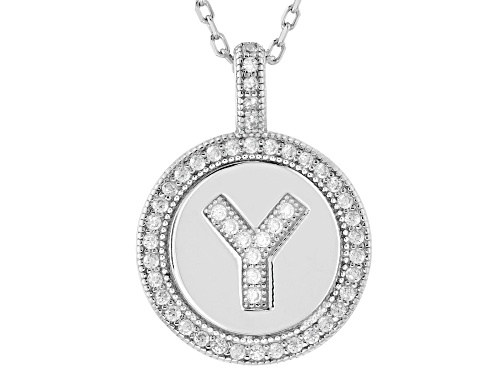 Pre-Owned Bella Luce® 0.48ctw White Diamond Simulant Rhodium Over Sterling Silver "Y" Initial Pendan
