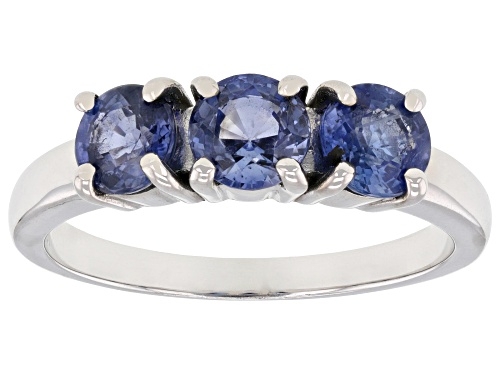 Pre-Owned 1.55ctw Blue Sapphire Rhodium Over Sterling Silver Ring - Size 7