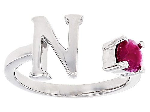 Pre-Owned 0.20ct Ruby Rhodium Over Sterling Silver Ring - Size 7