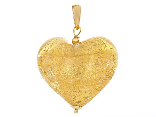 Pre-Owned Il Murano di Francesca Murano Glass 18k Yellow Gold Over Sterling Silver Heart Pendant
