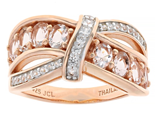 Pre-Owned 1.36ctw Peach Morganite With 0.36ctw White Zircon 18k Rose Gold Over Sterling Silver Ring - Size 5