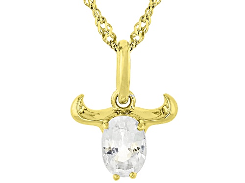 Pre-Owned 1.04ct White Zircon 18k Yellow Gold Over Sterling Silver Taurus Birthstone Pendant With Ch