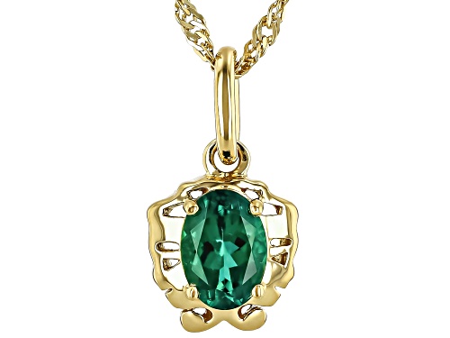 Pre-Owned 0.60ct Lab Created Emerald 18k Yellow Gold Over Sterling Silver Gemini Birthstone Pendant