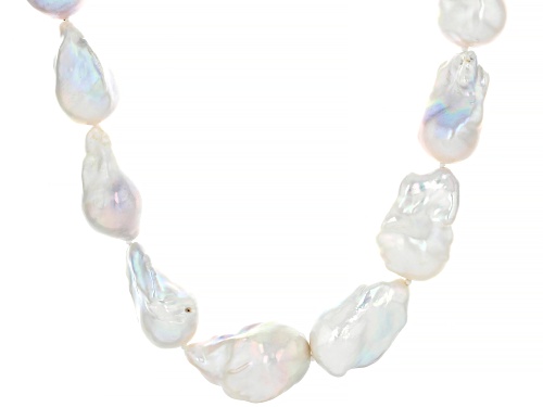 Pre-Owned Genusis™ 13-15mm White Cultured Freshwater Pearl Rhodium Over Silver 20 Inch Strand Neckla - Size 20