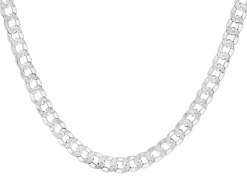 Pre-Owned Sterling Silver 6.1mm Pave Curb Necklace - Size 20