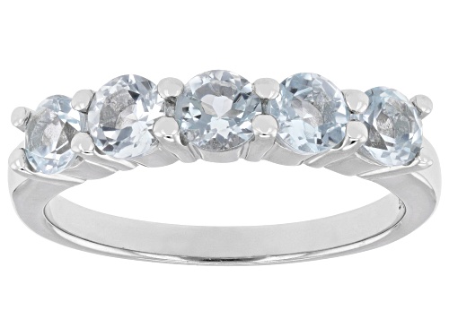 Pre-Owned 1.18ctw Glacier Topaz™ Rhodium Over Sterling Silver 5-Stone Ring - Size 7
