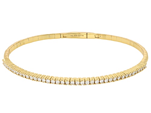 Pre-Owned Prazana® Lab-Grown Diamonds 1.00ctw White Diamond 14K Yellow Gold Over Silver Flex Bangle, - Size 7.25