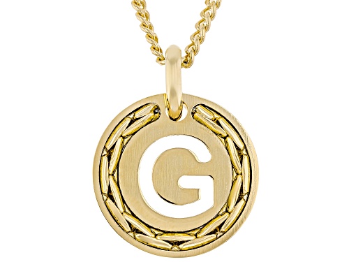 Pre-Owned Moda Al Massimo® 18k Yellow Gold Over Bronze Cardano Initial "G" Pendant with Chain. Made