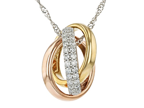 Pre-Owned MOISSANITE FIRE® 1.20CTW TRI COLOR INTERTWINE CIRCLE PENDANT WITH PLATINEVE® CHAIN