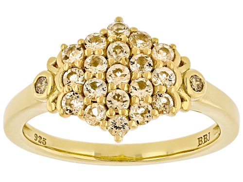 Pre-Owned 0.57ctw Imperial Topaz With 0.04ctw Lab Grown Diamond 18K Yellow Gold Sterling Silver Ring - Size 8