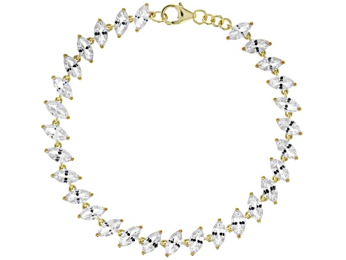 Pre-Owned 14.14ctw Marquise Lab Created White Sapphire 18k Yellow Gold Over Sterling Silver Bracelet - Size 7.25