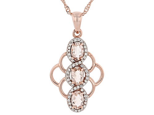 Pre-Owned 1.00ctw Peach Morganite With 0.47ctw White Zircon 18k Rose Gold Over Silver Pendant With C