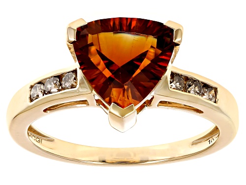 Pre-Owned 2.09ct Madeira Citirine With 0.19ctw Champagne Diamond 10k Yellow Gold Ring - Size 10