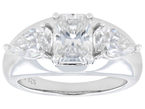 Pre-Owned MOISSANITE FIRE® 3.70CTW DEW RADIANT CUT AND PEAR PLATINEVE® RING - Size 6
