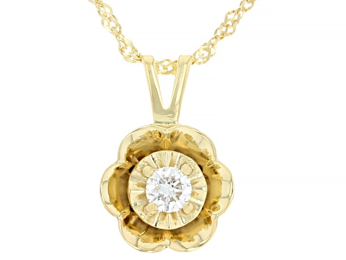 Pre-Owned Prazana® Lab-Grown Diamonds 0.25ct White Diamond 14K Yellow Gold Over Silver Flower Pendan