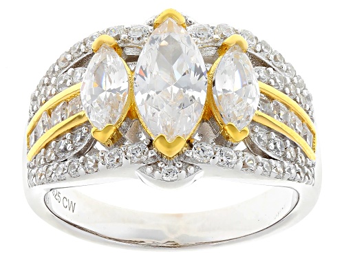 Pre-Owned Charles Winston For Bella Luce® 3.81ctw White Diamond Simulant Rhodium Over Silver And Ete - Size 9