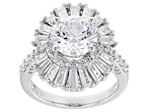 Pre-Owned Bella Luce® 7.79ctw White Diamond Simulant Rhodium Over Sterling Silver Ring(4.72ctw DEW) - Size 5