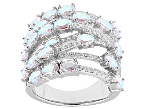 Pre-Owned Bella Luce® 6.12ctw Aurora Borealis And White Diamond Simulants Rhodium Over Sterling Silv - Size 8