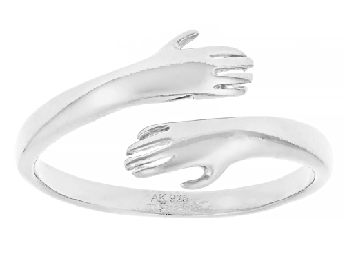 Pre-Owned Sterling Silver Hugging Hands Bypass Ring - Size 8