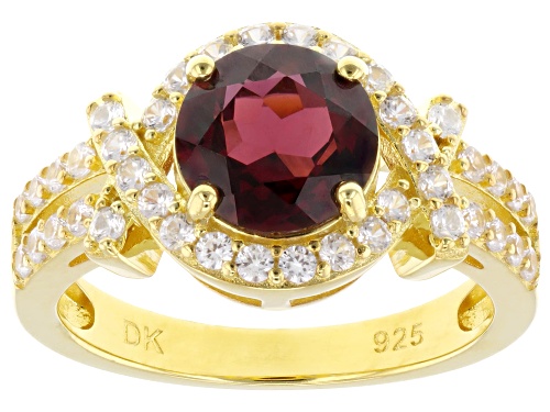 Pre-Owned 2.13ct Grape Color Garnet With 0.32ctw White Zircon 18K Yellow Gold Over Sterling Silver R - Size 8