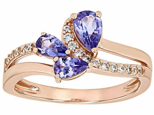 Pre-Owned 0.66ctw Tanzanite With 0.13ctw White Zircon 18k Rose Gold Over Sterling Silver Ring - Size 9