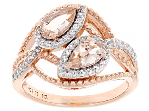 Pre-Owned 0.66ctw Morganite With 0.41ctw White Zircon 18k Rose Gold Over Sterling Silver Ring - Size 6