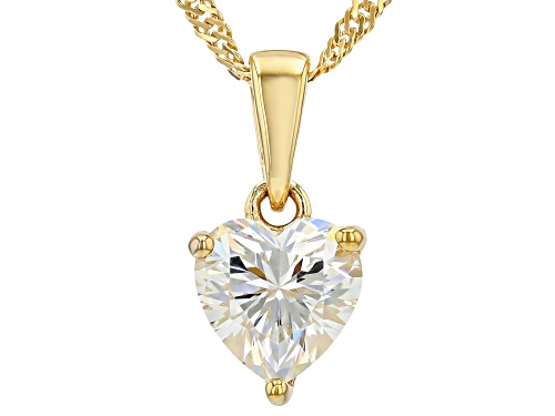Pre-Owned 2.34ct Strontium Titanate 18k Yellow Gold Over Sterling Silver Heart Pendant With Chain