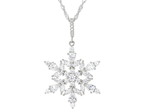 Pre-Owned Bella Luce® 3.58ctw White Diamond Simulant Rhodium Over Sterling Silver Snowflake Pendant