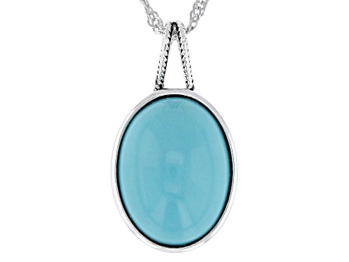 Pre-Owned Southwest Style by JTV™ 16x12mm Sleeping Beauty Turquoise Sterling Silver Pendant With Cha