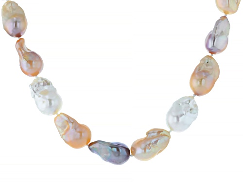 Pre-Owned Genusis™13-15mm Multi-Color Cultured Freshwater Pearl Rhodium Over Sterling Silver 18 Inch - Size 18
