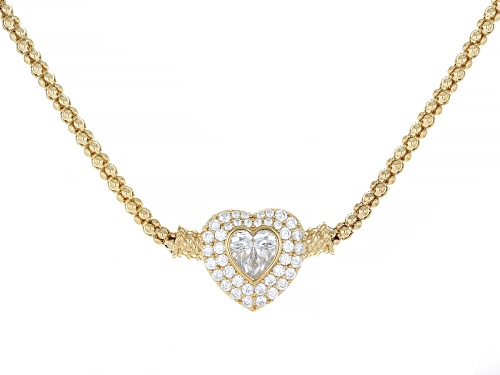 Pre-Owned Judith Ripka 3.26ctw White Bella Luce® 14k Gold Clad Haute Heart-Shaped Necklace - Size 18