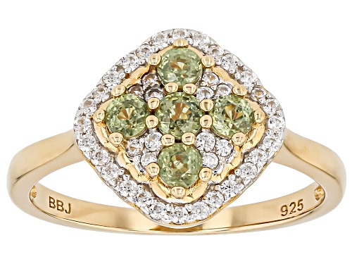 Pre-Owned 0.55ctw Demantoid Garnet with 0.34ctw White Zircon 18K Yellow Gold over Sterling Silver Ri - Size 9