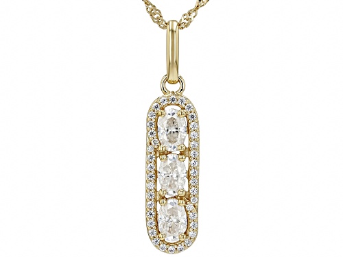 Pre-Owned MOISSANITE FIRE® 1.82CTW DEW OVAL AND ROUND BRILLIANT 14K YELLOW GOLD OVER SILVER PENDANT