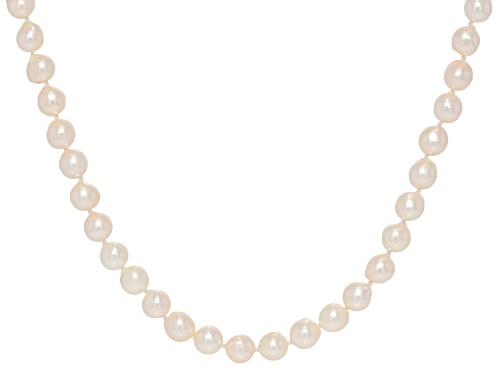 Pre-Owned 6mm White Cultured Japanese Akoya Pearl 14k Yellow Gold 18 Inch Strand Necklace - Size 18