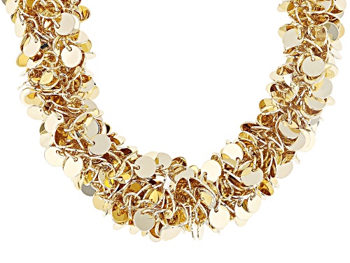 Pre-Owned 18k Yellow Gold Over Bronze Multi-Row Disc 20" Necklace - Size 20
