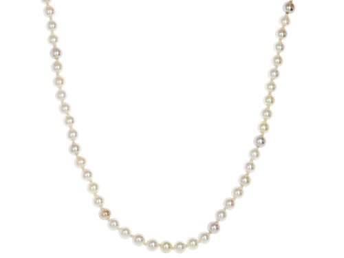Pre-Owned 3.5mm Multi-Colored Cultured Japanese Akoya Pearl 14k Yellow Gold Over Silver 18 Inch Neck - Size 18