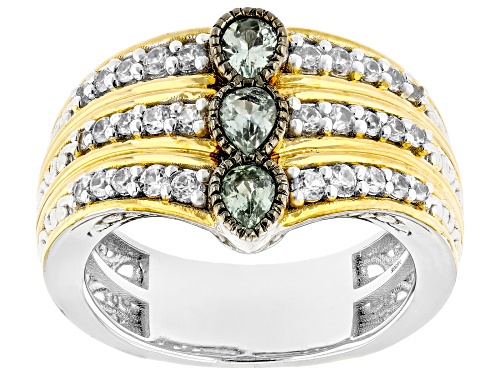 Pre-Owned 1.26ctw Chrysoberyl With White Zircon Rhodium & 24k Gold Over Palladium Sterling Silver Ri - Size 10