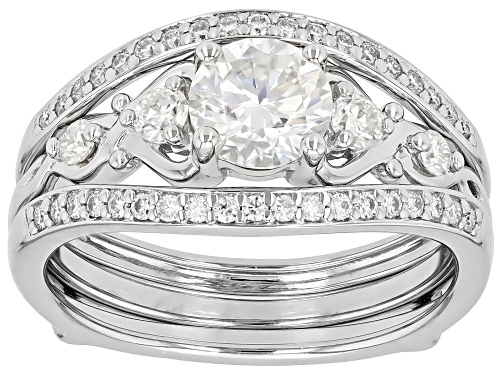 Pre-Owned MOISSANITE FIRE® 1.36CTW DEW ROUND BRILLIANT PLATINEVE® RING WITH GUARD - Size 8